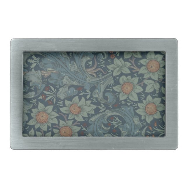 William Morris Orchard Pattern Art Rectangular Belt Buckle (Front)