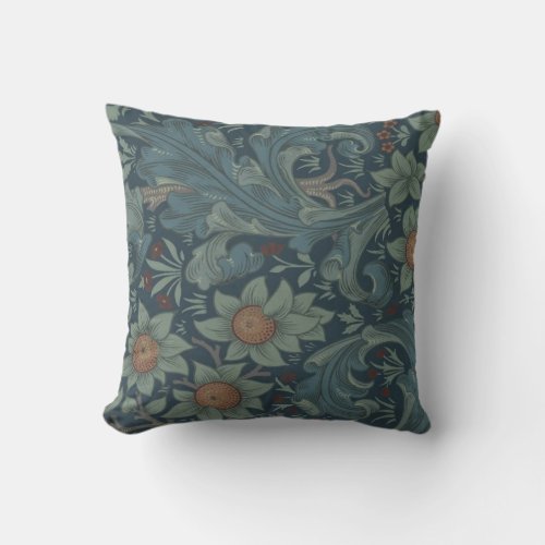 William Morris Orchard Pattern Art Throw Pillow