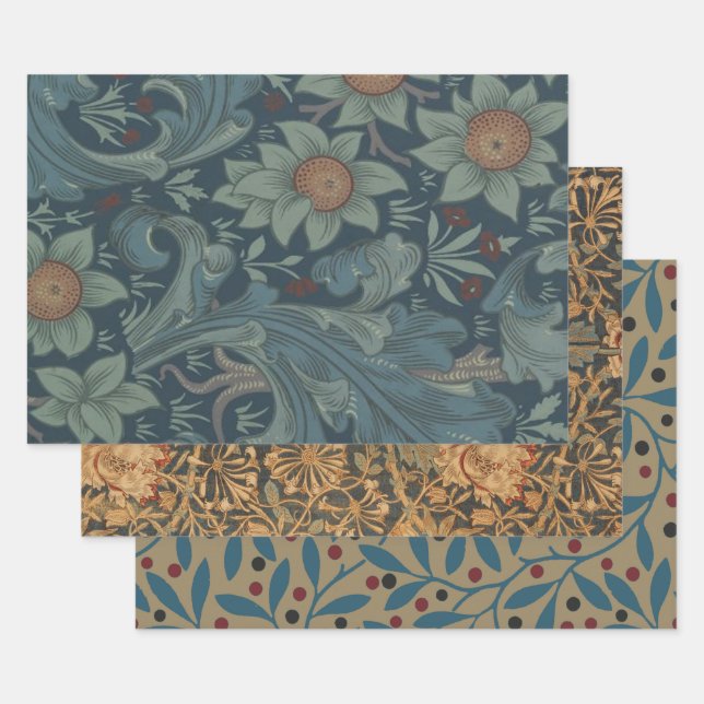 William Morris Orchard Pattern Art Wrapping Paper Sheets (Set)