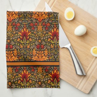 William Morris Over-Saturated Fall Colors Kitchen Towel