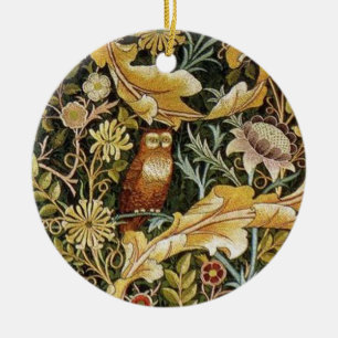 William Morris Owl an Acanthus Ceramic Ornament