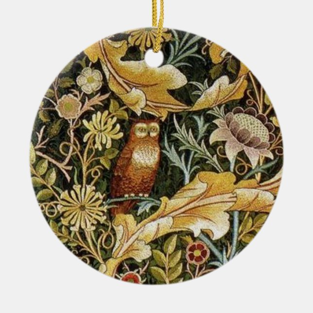 William Morris Owl an Acanthus Ceramic Ornament (Front)