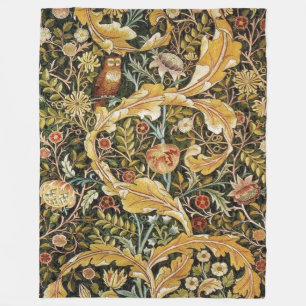 William Morris Owl an Acanthus Fleece Blanket