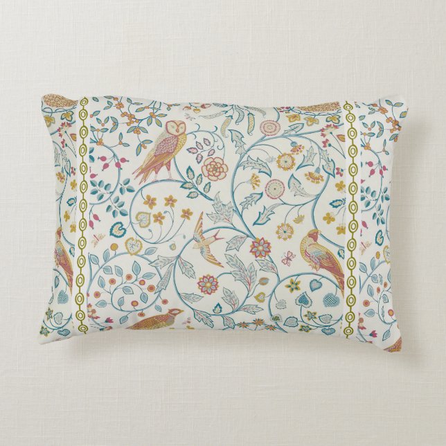 William Morris - Owl and Berries Wallpaper Accent Pillow (Back)