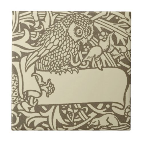 William Morris Owl Floral Vintage Design Tile