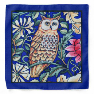 William Morris Owl Tapestry, Beige and Cobalt Blue Bandana