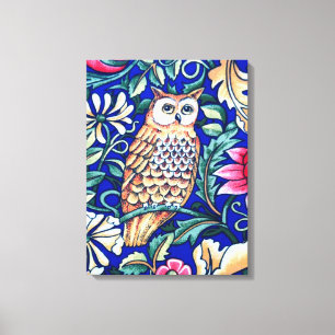 William Morris Owl Tapestry, Beige and Cobalt Blue Canvas Print