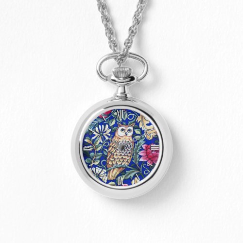 William Morris Owl Tapestry Beige and Cobalt Blue Watch