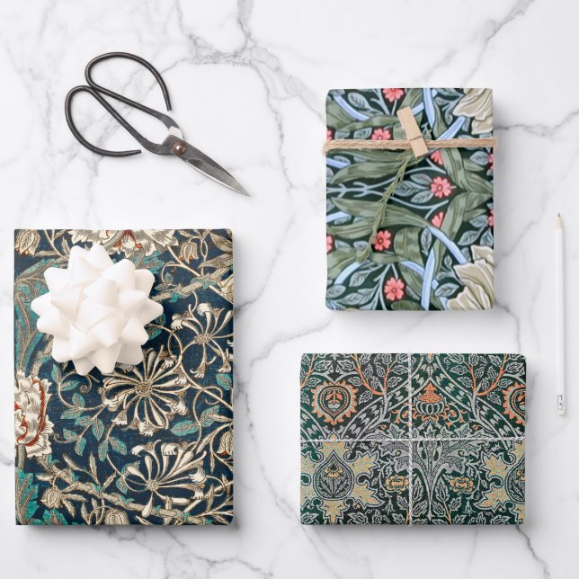 William Morris Pack 7 Wrapping Paper Sheets (Front)