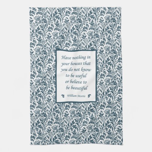 William Morris Pattern and Quotation Elegant Green Towel