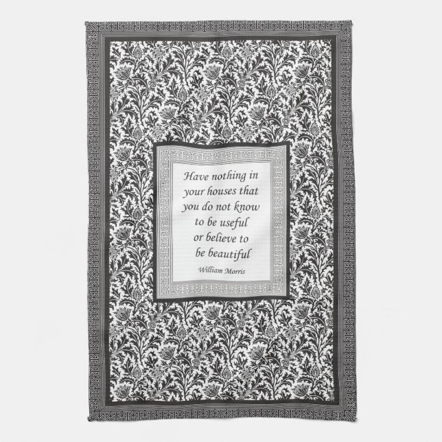William Morris Pattern and Quotation Elegant Towel (Vertical)