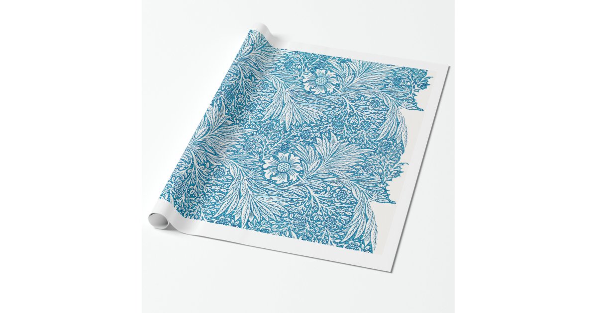 William Morris PATTERN BLUE FLORAL Wrapping Paper | Zazzle