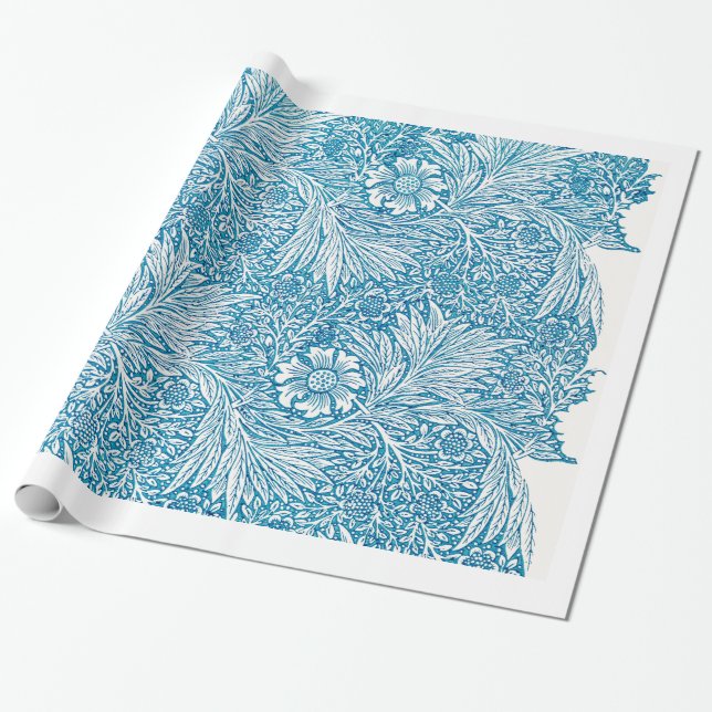 William Morris PATTERN BLUE FLORAL Wrapping Paper (Unrolled)