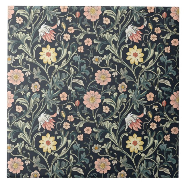 William Morris Pattern  Ceramic Tile (Front)