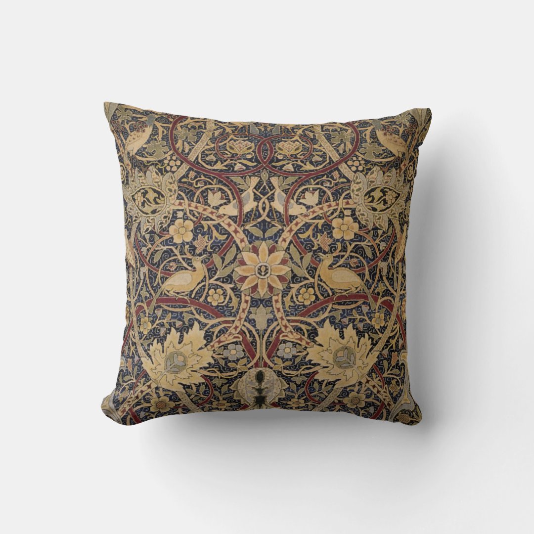 William Morris Pattern Cotton Throw Pillow | Zazzle