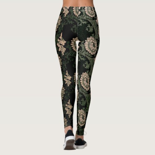 William Morris patternredesigneddark colors ch Leggings