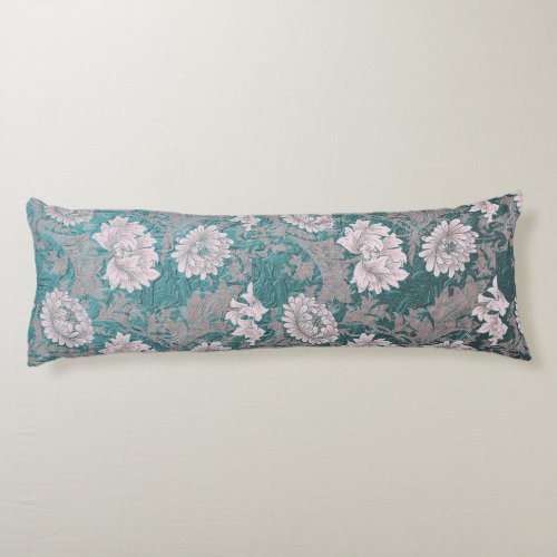 William Morris patternredesignedTealgreymetal Body Pillow