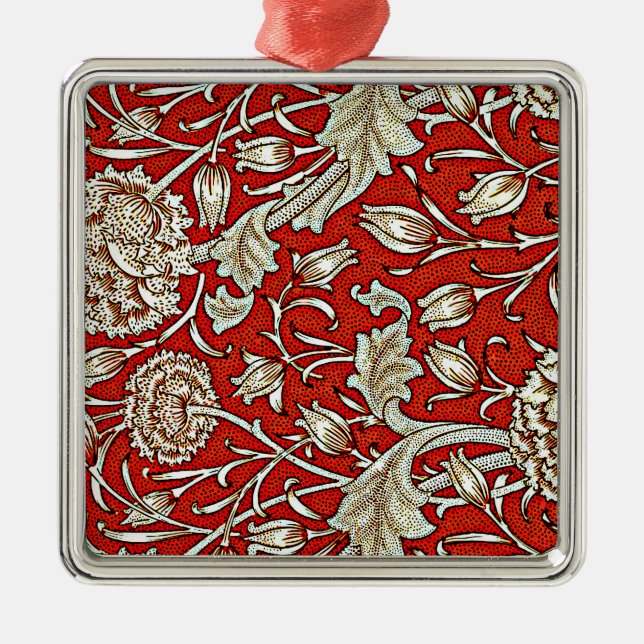 William Morris pattern, Wild Tulip Metal Ornament (Front)