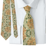 William * Morris Peach Green Floral  Neck Tie<br><div class="desc">William * Morris Peach Green Floral neck tie
The best of William Morris artist of 19th century wallpaper.  Textile 1887</div>