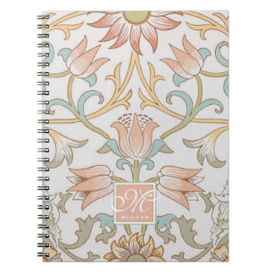 William Morris, Peach Pink Tulips Elegant Floral Notebook