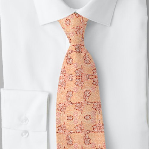 William  Morris Peach Red Foliage  Neck Tie