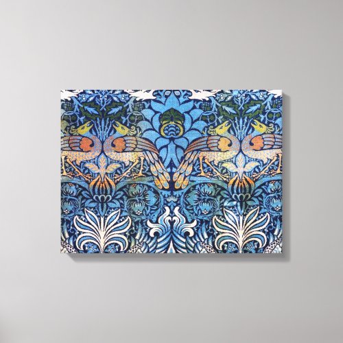 William Morris Peacock And Dragon Blue Pattern Canvas Print