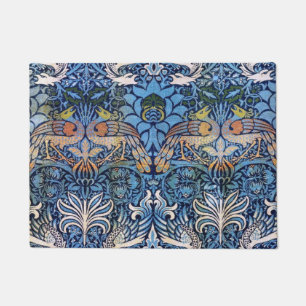 William Morris Peacock And Dragon Blue Pattern Doormat