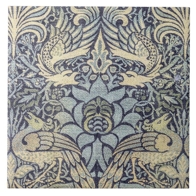 William Morris Peacock and Dragon Ceramic Tile (Front)