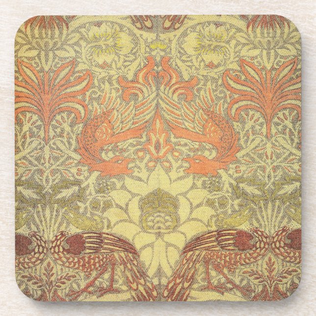 William Morris Peacock and Dragon Pattern Beverage Coaster (Front)