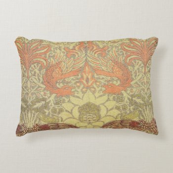 William Morris Peacock And Dragon Pattern Decorative Pillow by wmorrispatterns at Zazzle