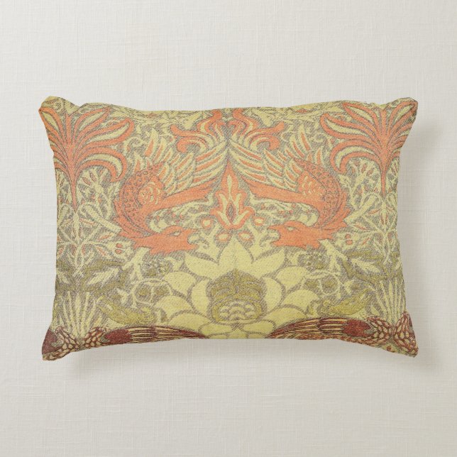 William Morris Peacock and Dragon Pattern Decorative Pillow (Front)