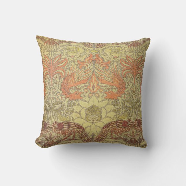 William Morris Peacock and Dragon Pattern Throw Pillow (Front)