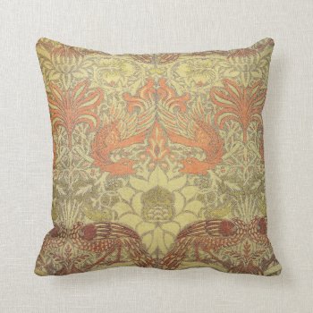 William Morris Peacock And Dragon Pattern Throw Pillow by wmorrispatterns at Zazzle