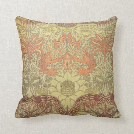 William Morris Peacock And Dragon Pattern Throw Pillow