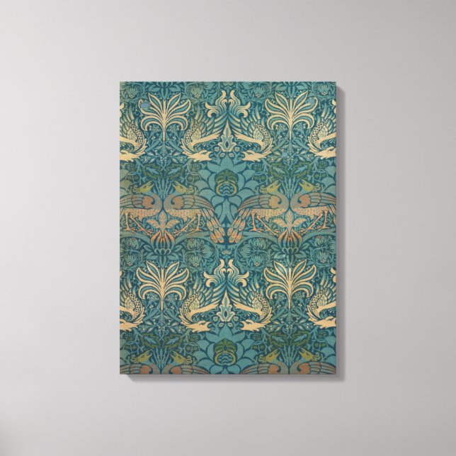 William Morris Peacock and Dragon Textile Design Canvas Print (Front)