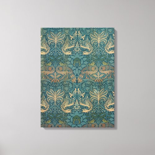 William Morris Peacock and Dragon Textile Design Canvas Print