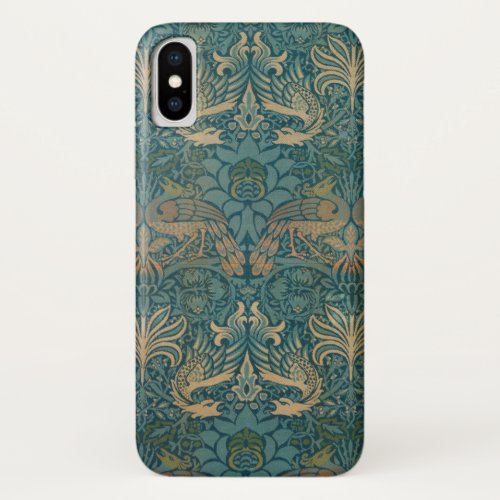 William Morris Peacock and Dragon Textile Design iPhone X Case