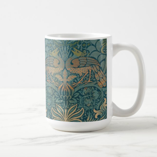 William Morris Peacock and Dragon Textile Design Coffee Mug (Right)