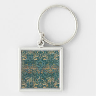 William Morris Peacock and Dragon Textile Design Keychain