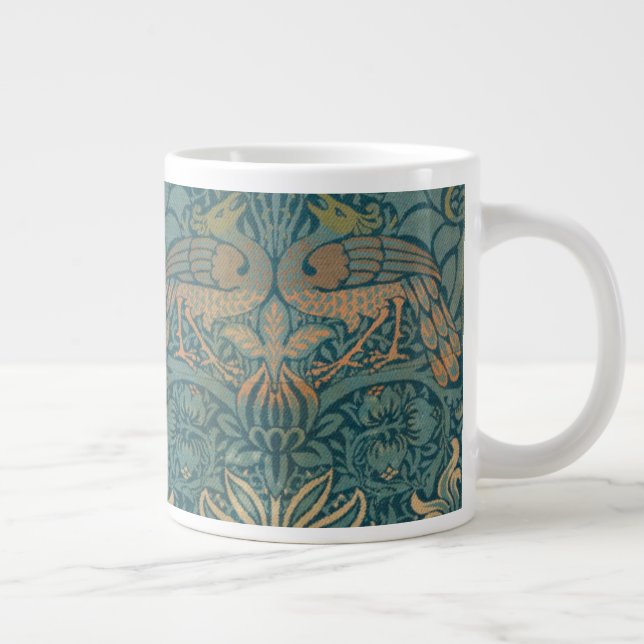 William Morris Peacock and Dragon Textile Design Large Coffee Mug (Right)