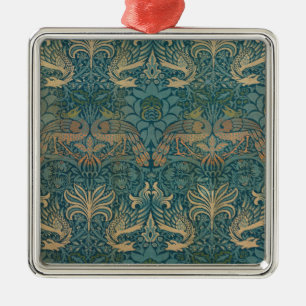 William Morris Peacock and Dragon Textile Design Metal Ornament