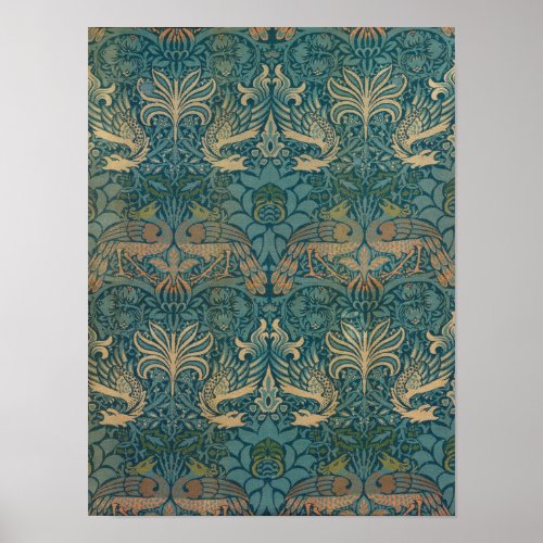 William Morris Peacock and Dragon Textile Design Poster