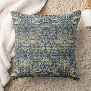 William Morris Peacock and Dragon Throw Pillow