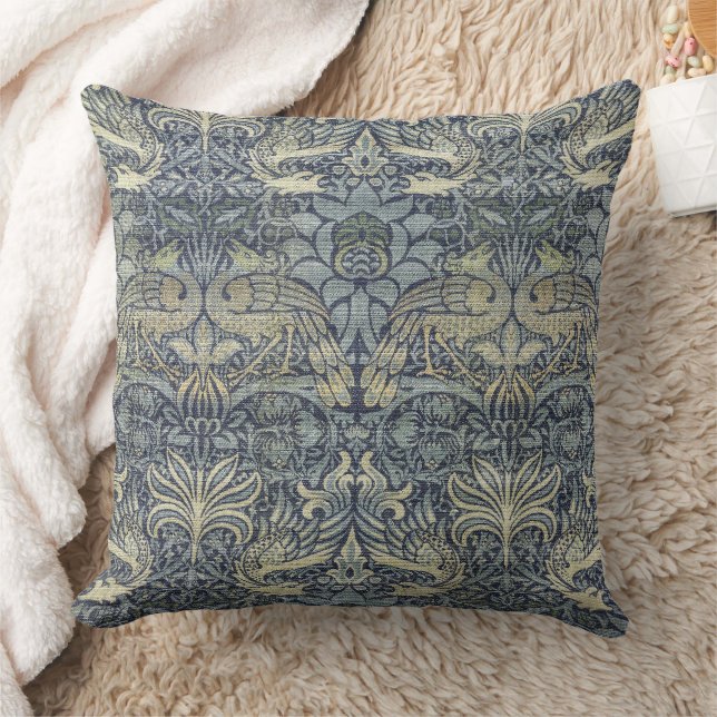 William Morris Peacock and Dragon Throw Pillow (Blanket)