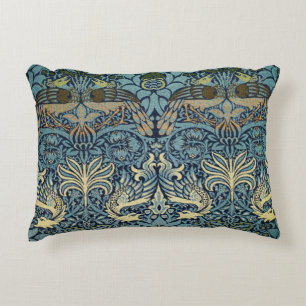 William Morris Peacock and Dragon Woven Design Accent Pillow