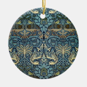 William Morris Peacock and Dragon Woven Design Ceramic Ornament