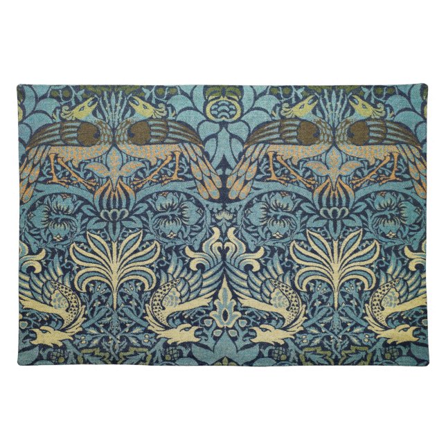 William Morris Peacock and Dragon Woven Design Cloth Placemat (Front)