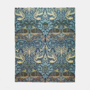 William Morris Peacock and Dragon Woven Design Fleece Blanket