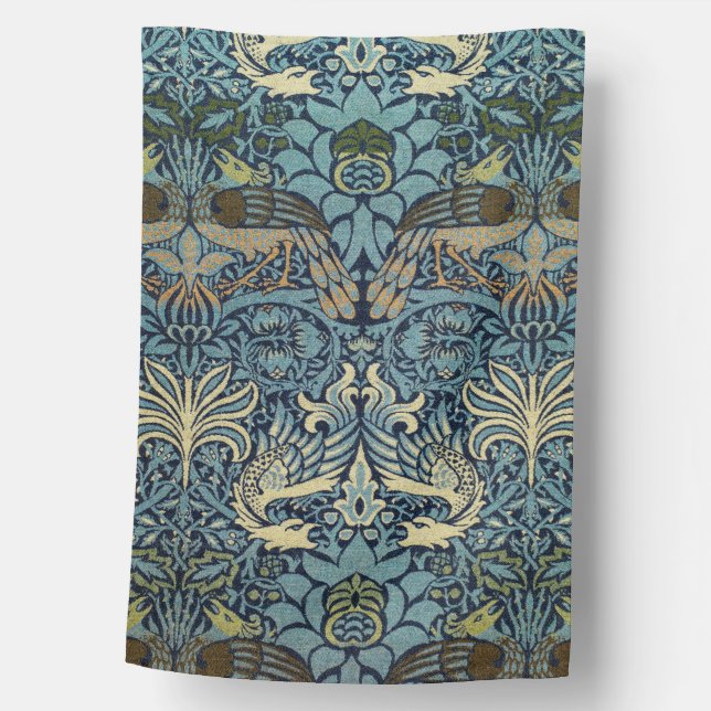 William Morris Peacock and Dragon Woven Design House Flag (Front)