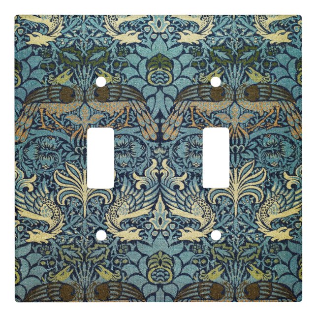 William Morris Peacock and Dragon Woven Design Light Switch Cover (Front)
